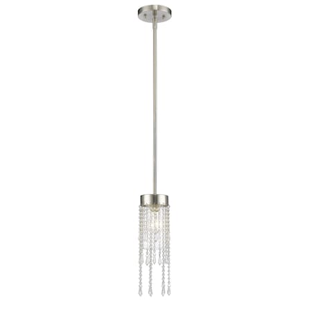 Z-Lite Siena 1 Light Mini Pendant, Brushed Nickel & Clear 433MP-BN